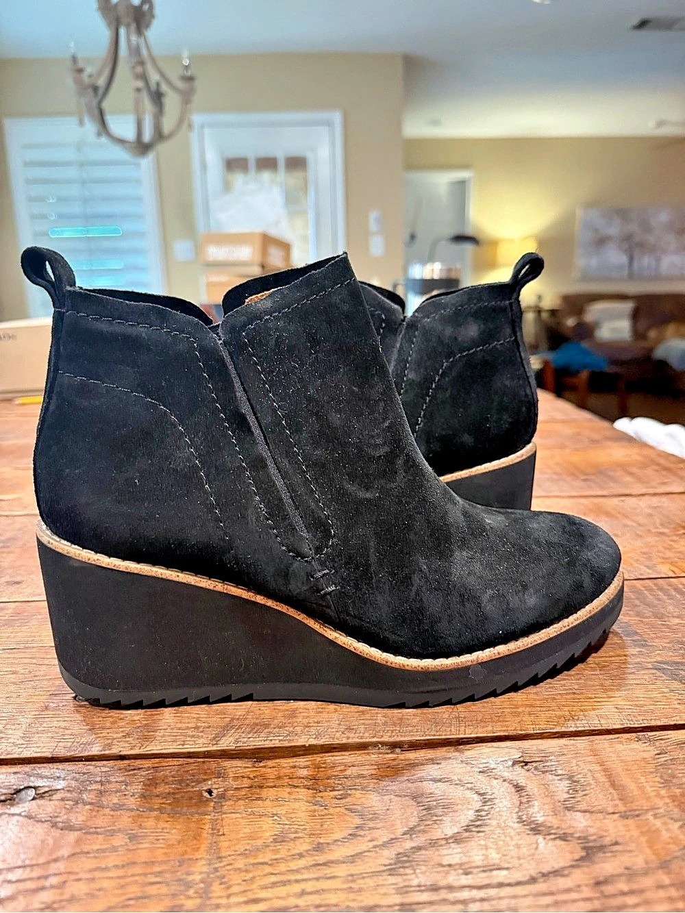 Sofft Emeline Waterproof Wedge Bootie Black Wedge Ankle Boots Like New